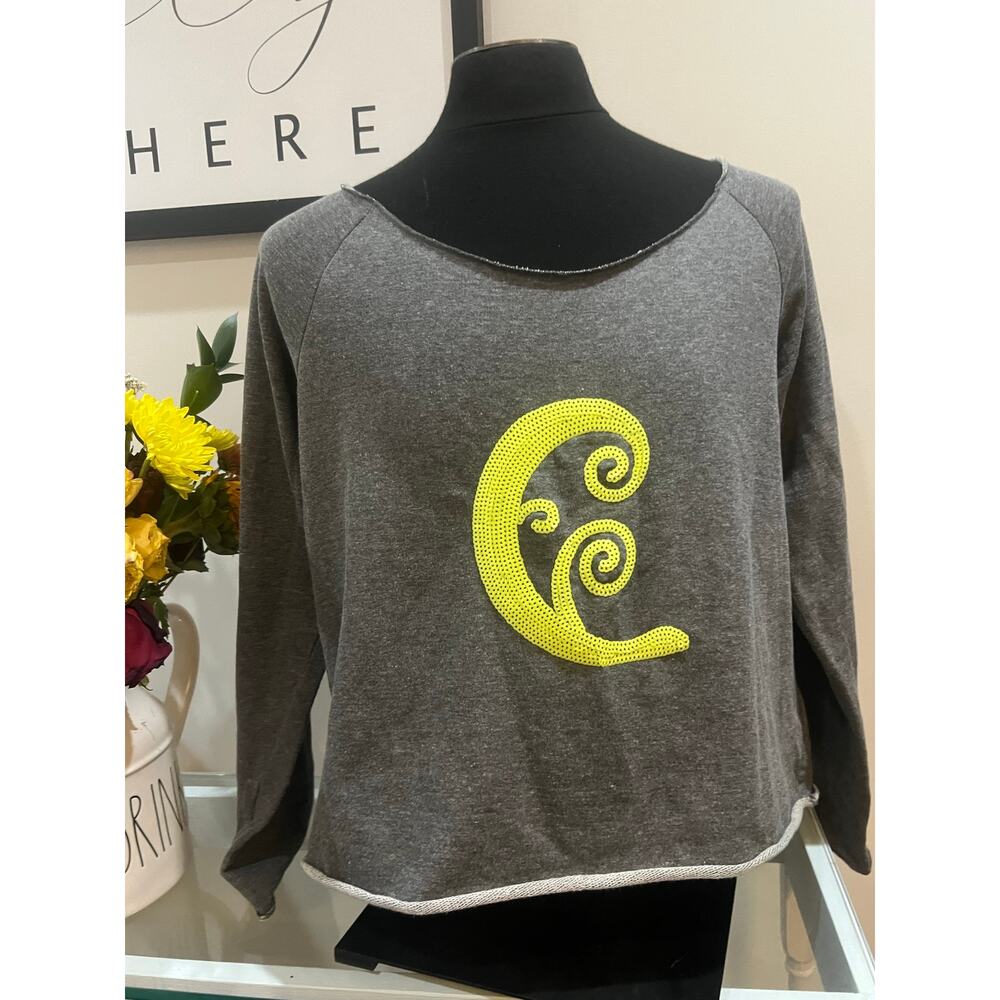 Slouchy Off Shoulder Sweatshirt with Sequin Detail